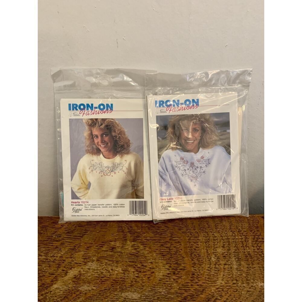Iron-On to Stitch SET 2 Hearts 10214 Grey Lace 10206 Flora 10203 CrossStitch KIT